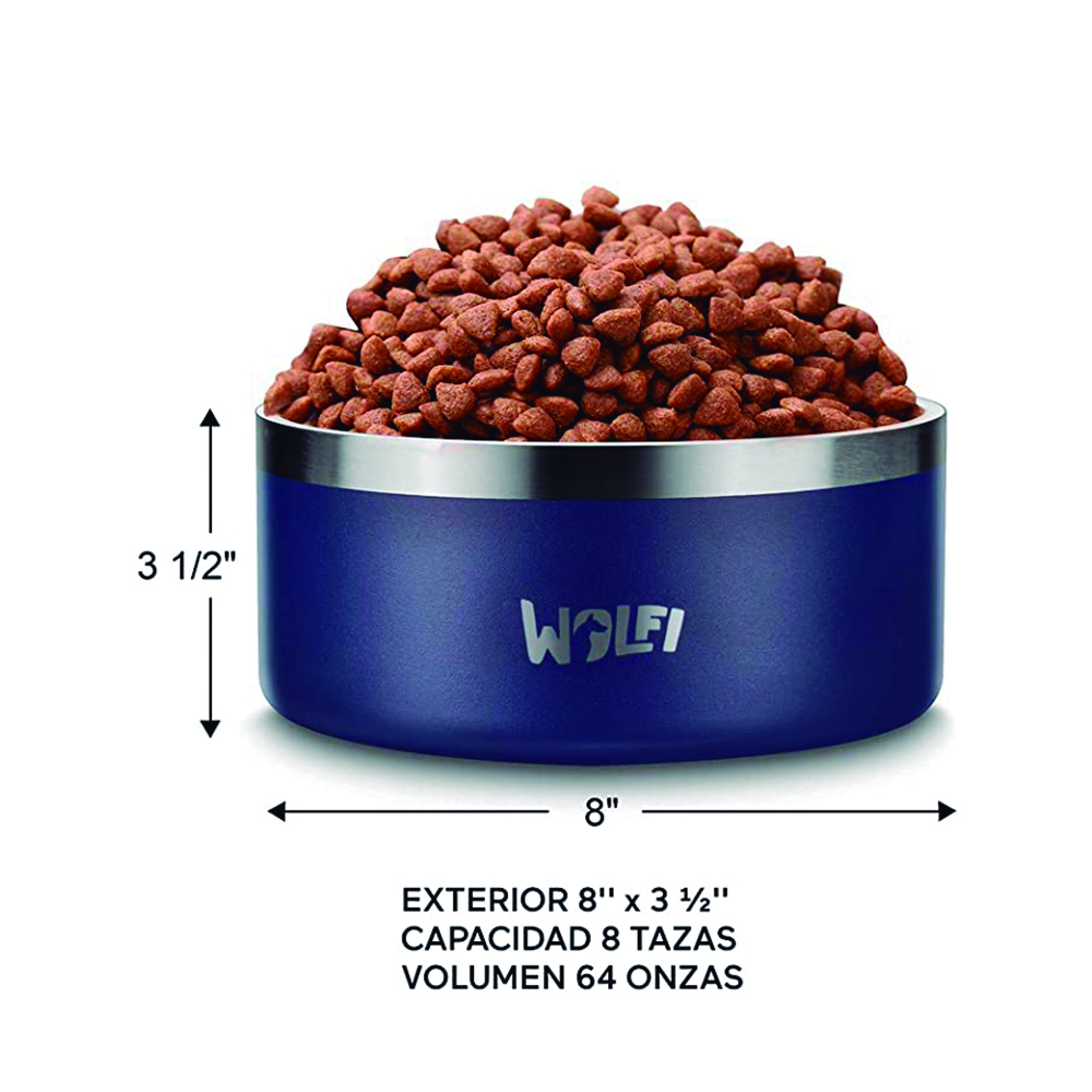 Foto 4 pulgar | Tazón Plato para Perro Wolfi  de Acero Inoxidable Antideslizante color Azul