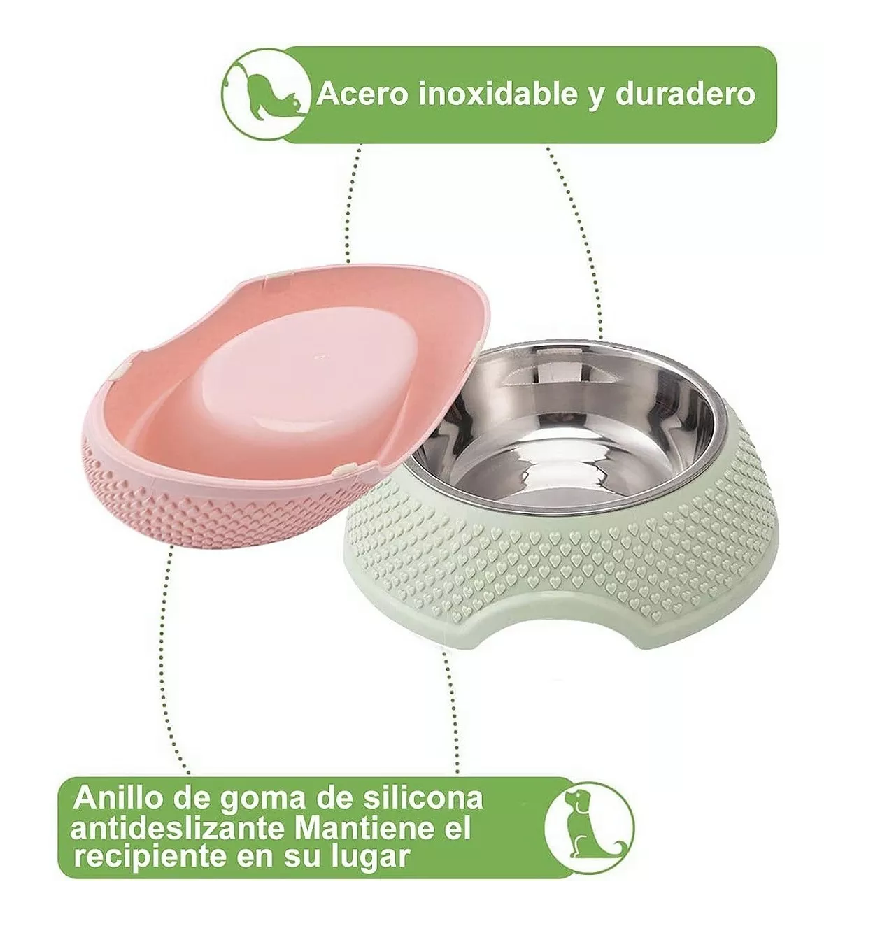 Foto 4 pulgar | Plato para Mascotas Belug Antiderrapante color Rosa 2 Piezas
