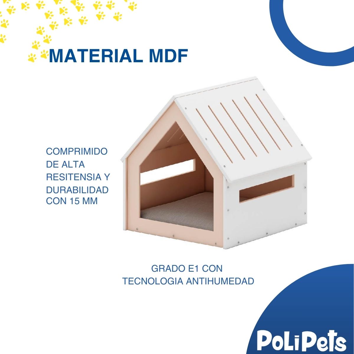 Foto 4 pulgar | Casa para Mascota Poli Pets PP-CPM01WH-GD Grande color Blanco