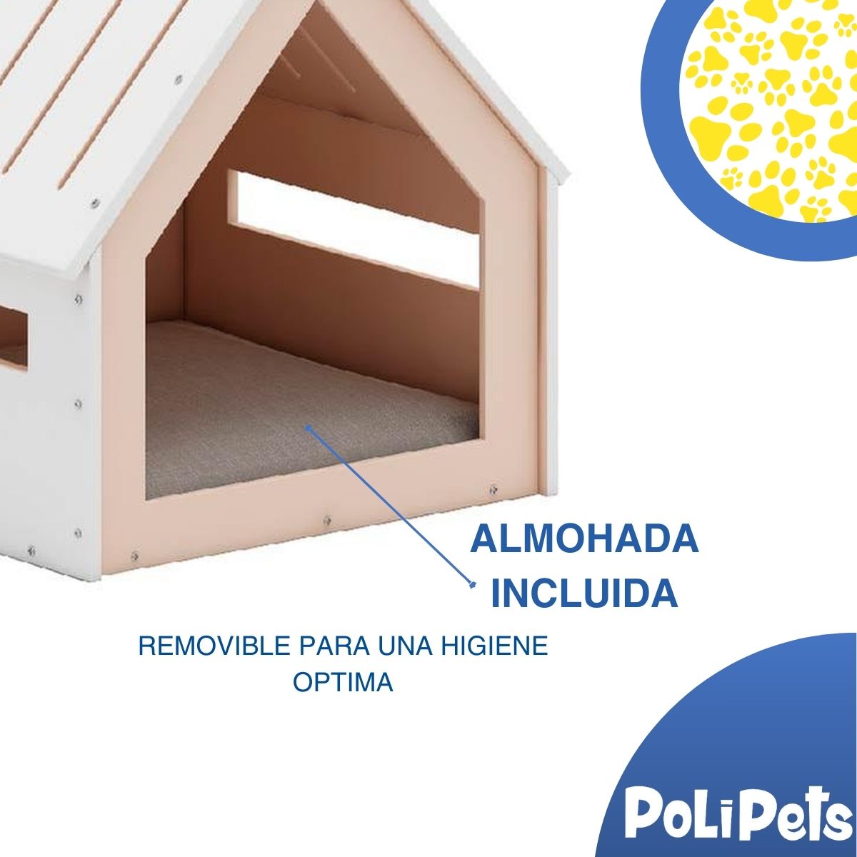 Foto 5 pulgar | Casa para Mascota Poli Pets PP-CPM01WH-GD Grande color Blanco