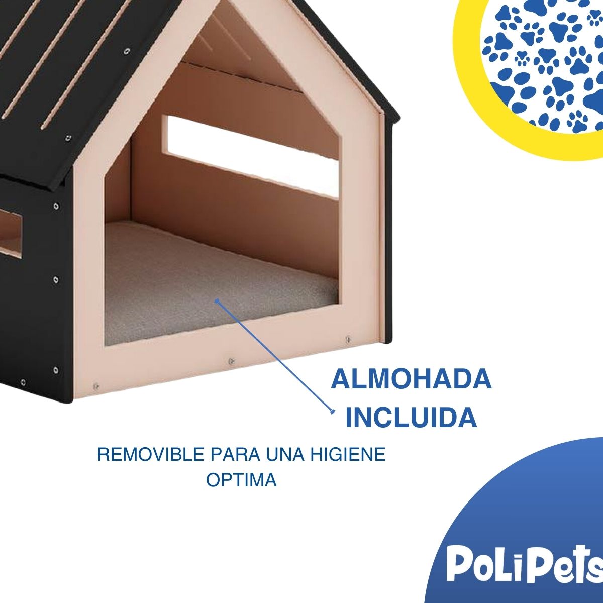 Foto 5 pulgar | Casa para Mascotas Poli Pets PP-CPMBK-48CM Chica color Negro