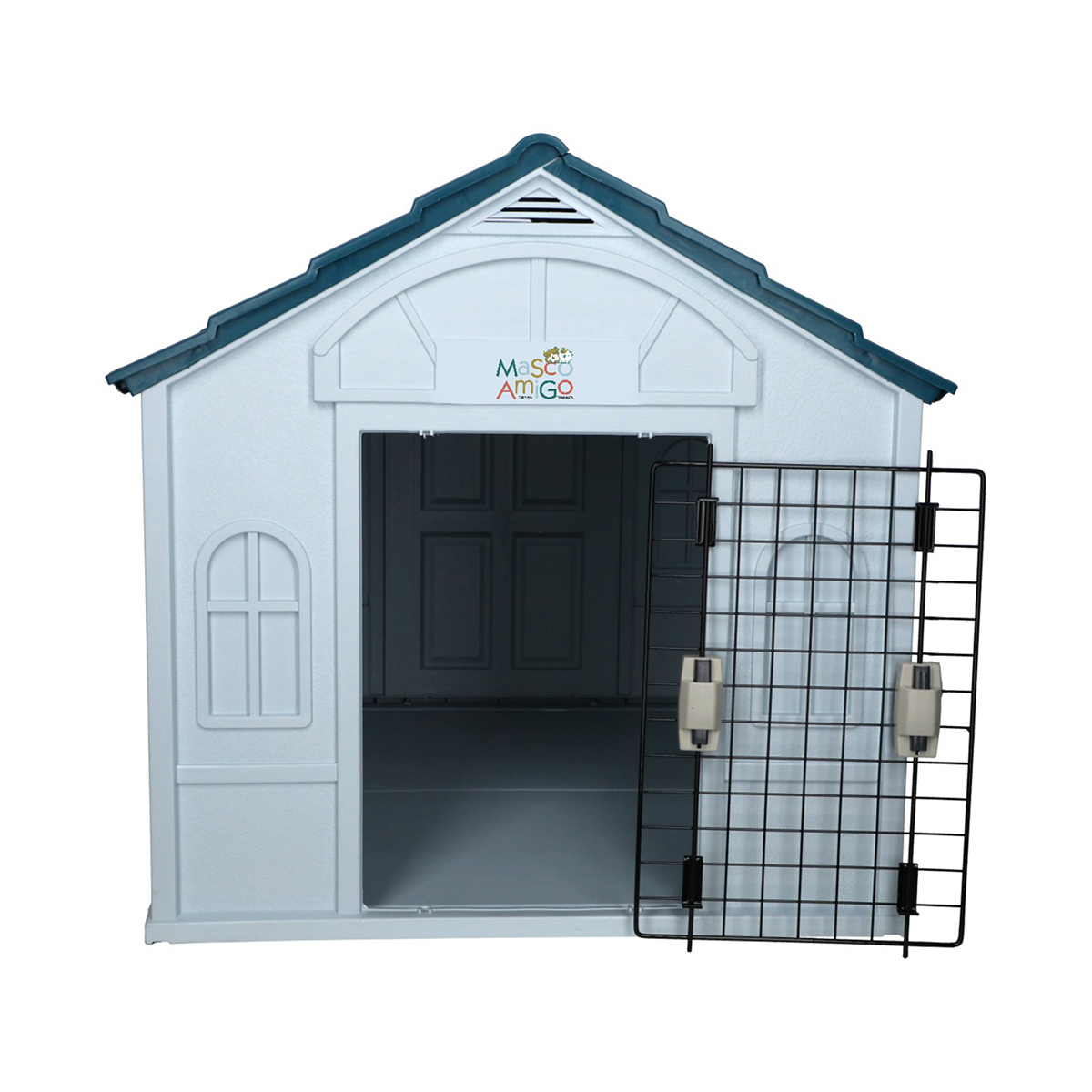 Foto 3 pulgar | Casa para Perro Grande Mascoamigo Azul Puerta Metálica