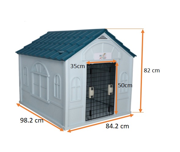 Foto 4 pulgar | Casa para Perro Grande Mascoamigo Azul Puerta Metálica