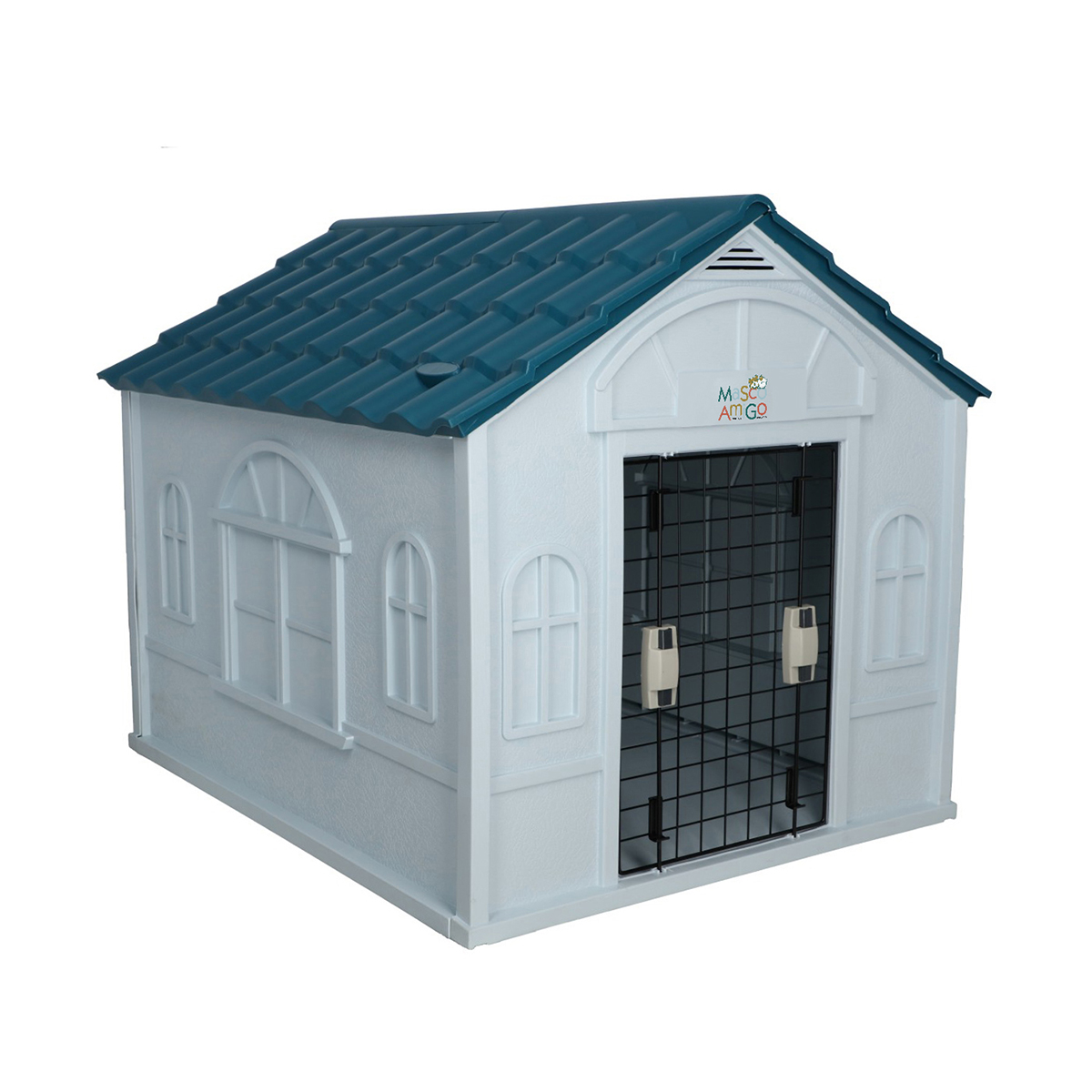 Foto 6 pulgar | Casa para Perro Grande Mascoamigo Azul Puerta Metálica