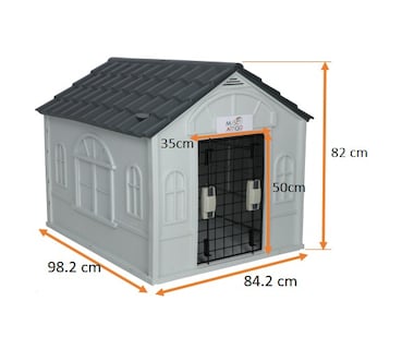 Foto 3 | Casa para Perro Grande Mascoamigo Gris Puerta Metálica