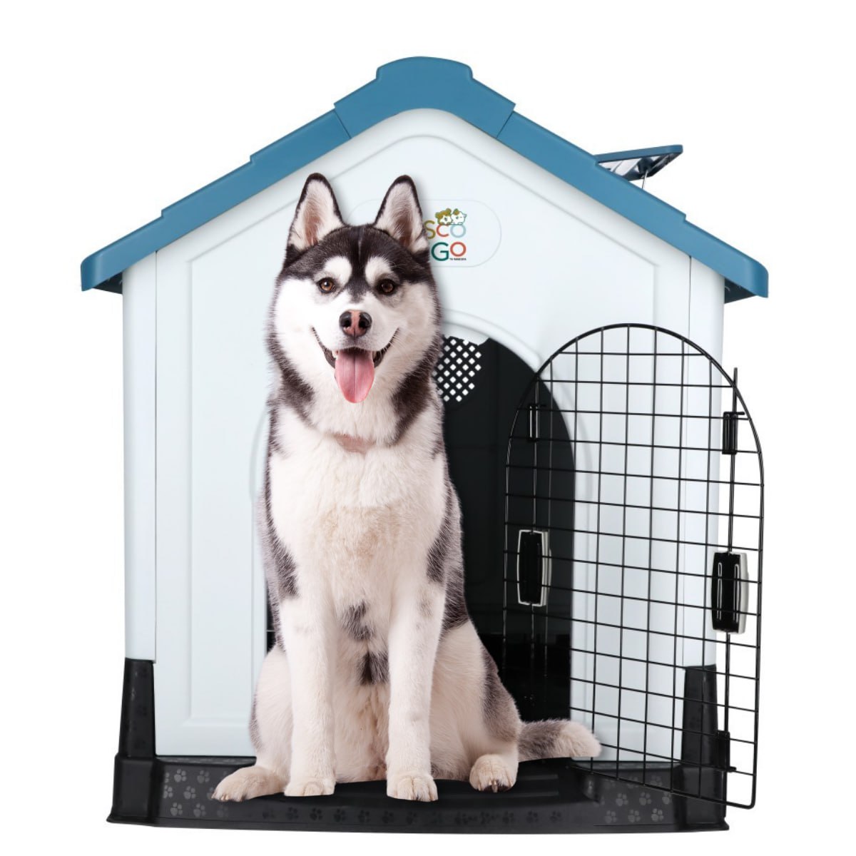 Foto 2 pulgar | Casa para Perro Grande Mascoamigo Azul Puerta Metálica