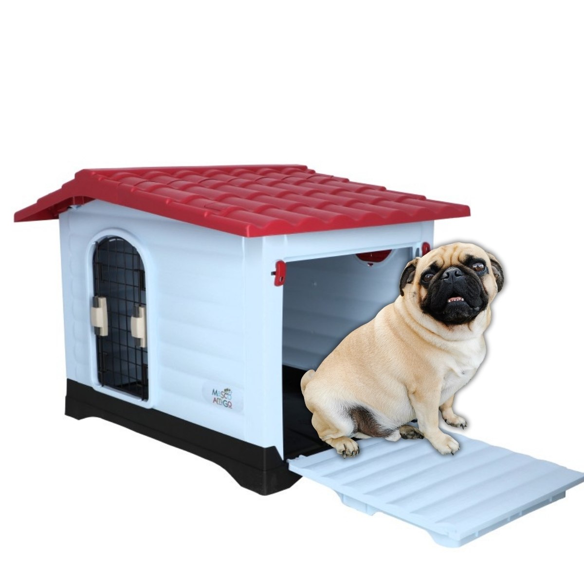 Casa para Perro Mediano Mascoamigo Roja 2 Puertas