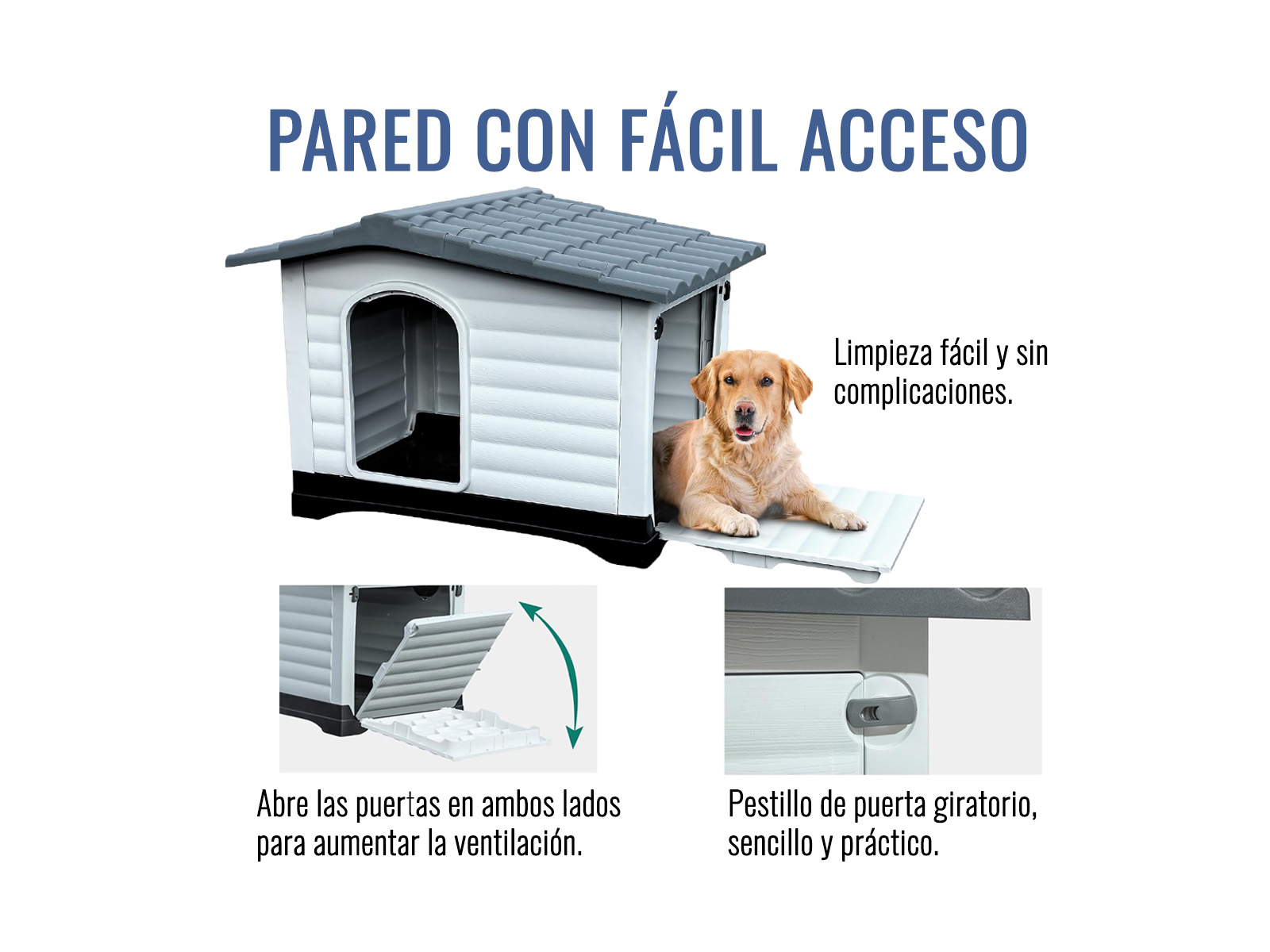 Foto 4 pulgar | Casa Para Perro Horizontal Grande Gris Oscuro Elan