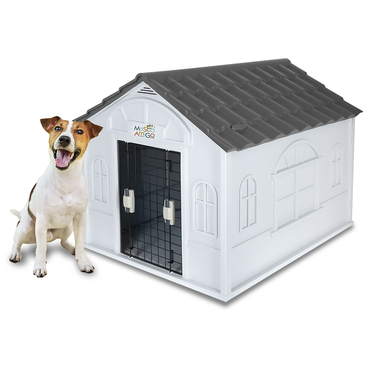 Foto 2 pulgar | Casa para Perro Mediano y Chico MascoAmigo Gris con Puerta Metálica 75.7 x 65 x 63 cm