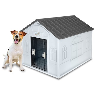 Foto 1 | Casa para Perro Mediano y Chico MascoAmigo Gris con Puerta Metálica 75.7 x 65 x 63 cm