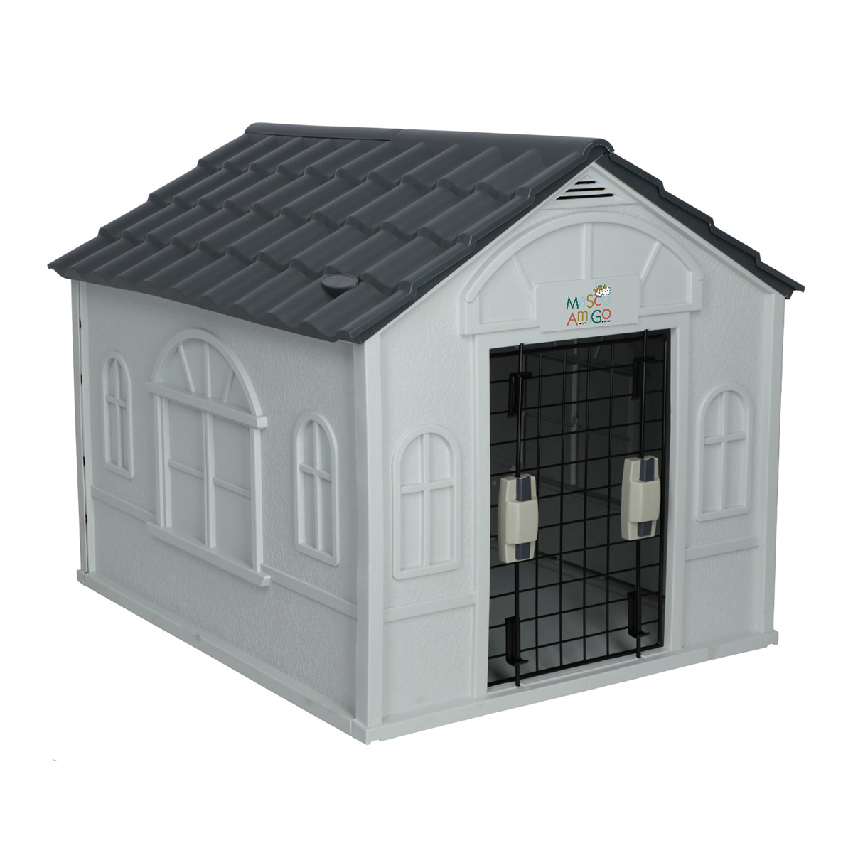 Foto 9 pulgar | Casa para Perro Mediano y Chico MascoAmigo Gris con Puerta Metálica 75.7 x 65 x 63 cm