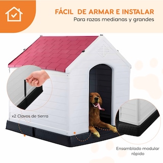 Foto 7 | Casa Mascota Berlín 87.7x78.5x81.5cm -rojo M (blanco)