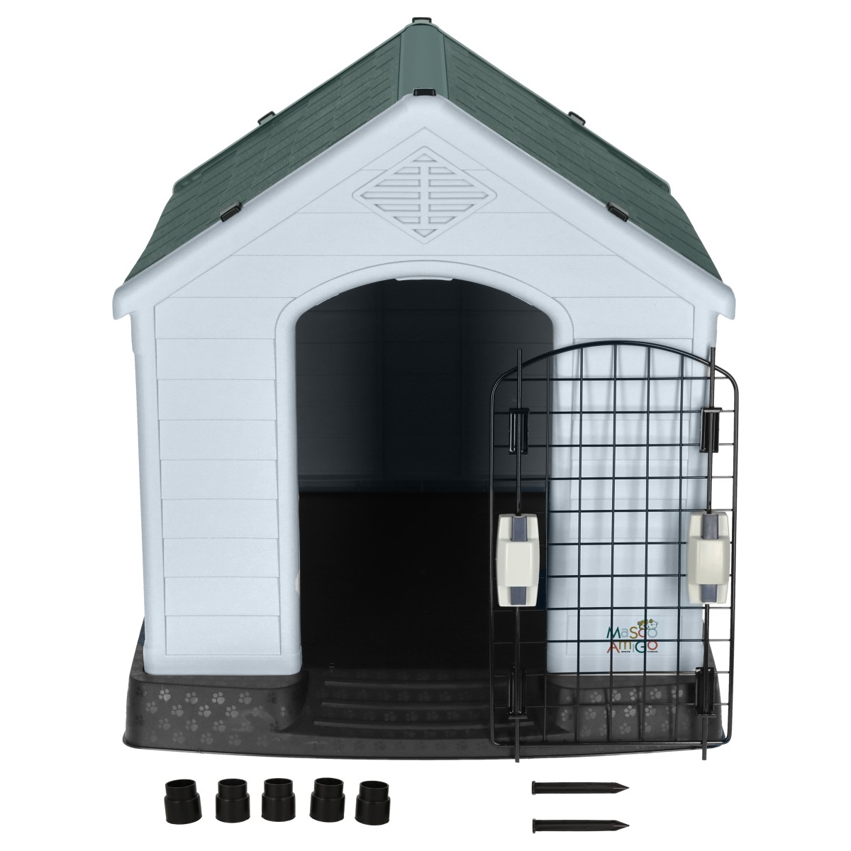 Foto 5 pulgar | Casa Para Perro Mediano/chico Mascoamigo Color Verde  Con Puerta Metálica 70x65x70 Cm