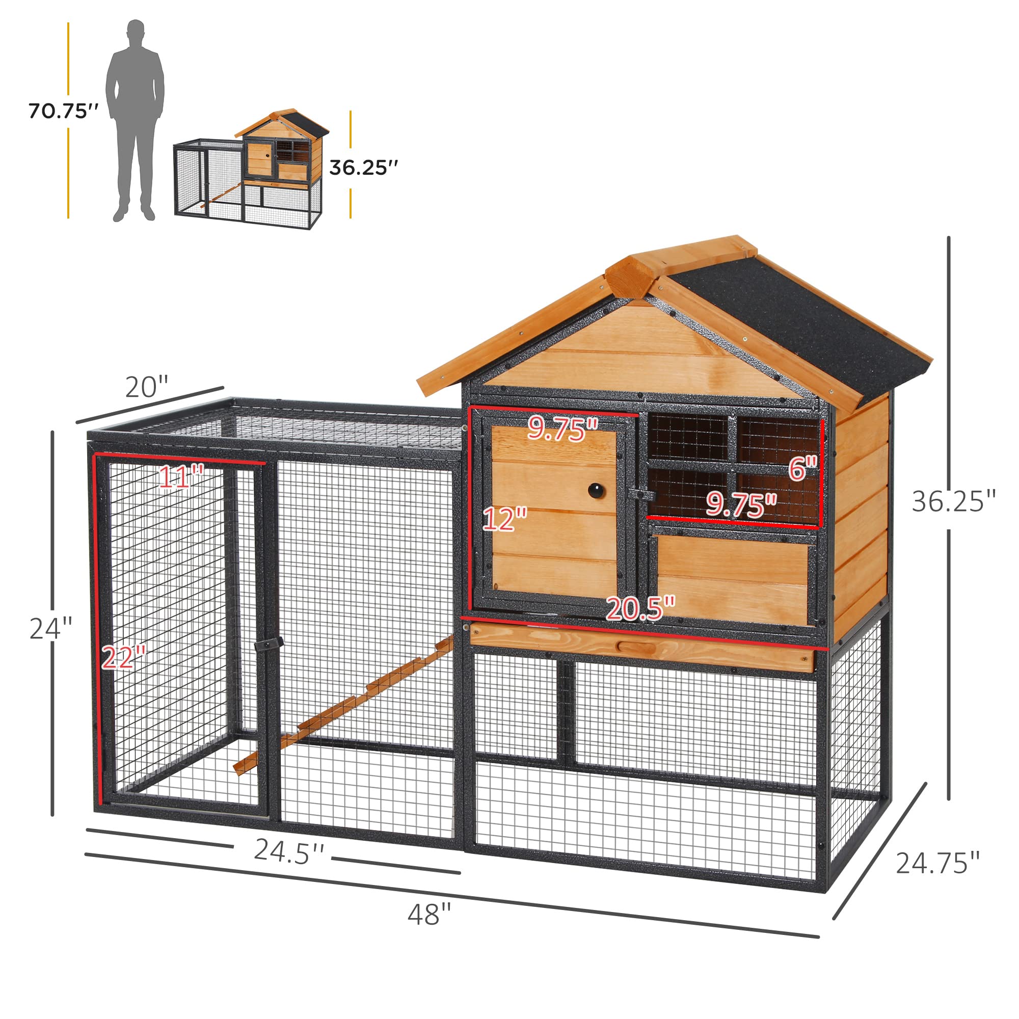 Foto 4 pulgar | Caseta Para Conejos Rabbit Hutch Pawhut De 2 Niveles, Resistente A La Intemperie - Venta Internacional.