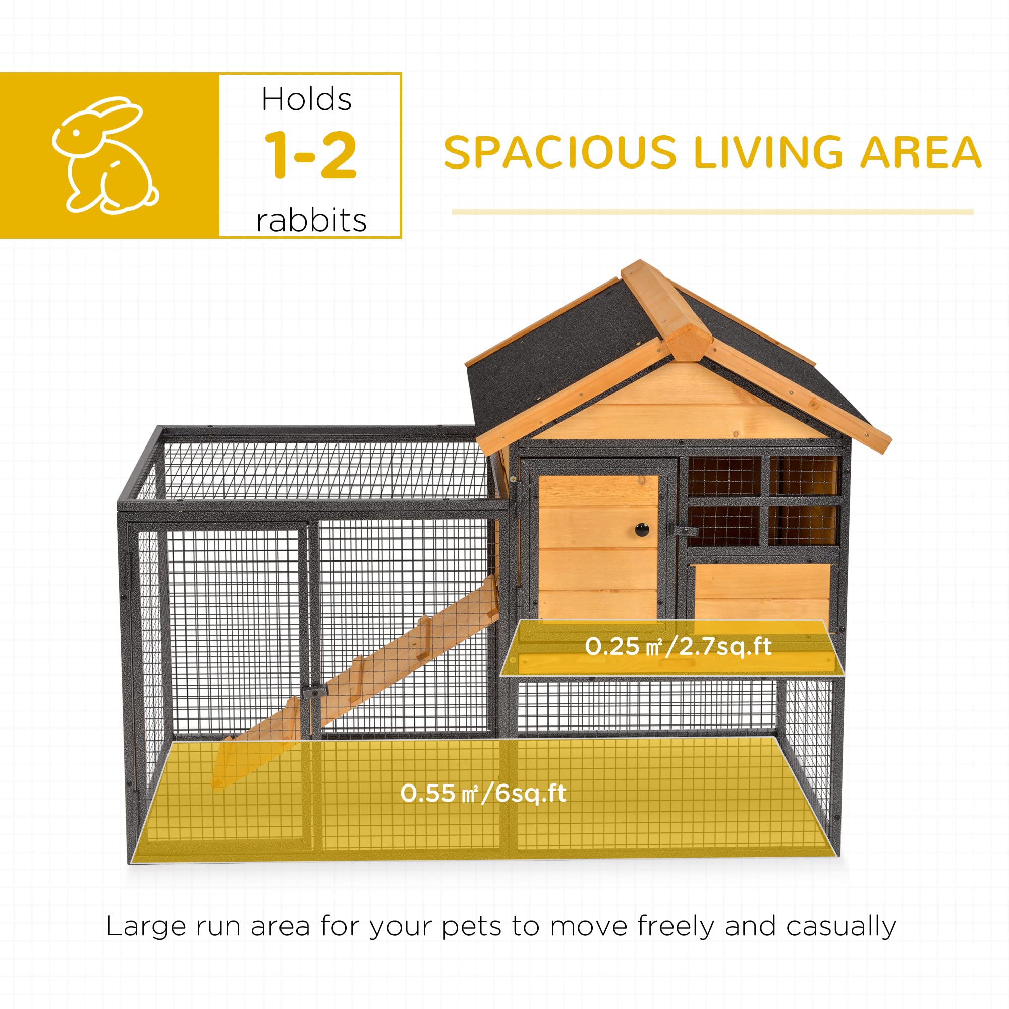 Foto 4 | Caseta Para Conejos Rabbit Hutch Pawhut De 2 Niveles, Resistente A La Intemperie - Venta Internacional.