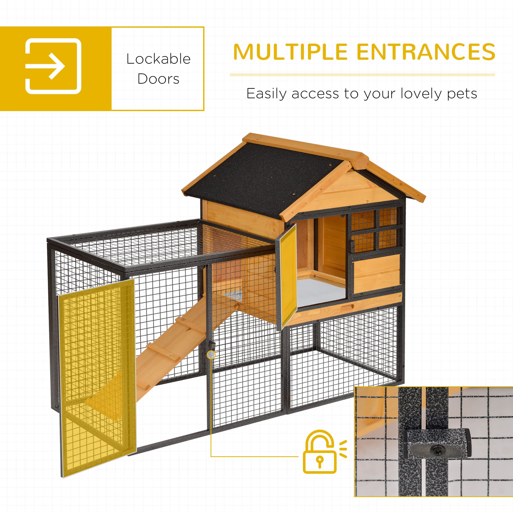 Foto 5 | Caseta Para Conejos Rabbit Hutch Pawhut De 2 Niveles, Resistente A La Intemperie - Venta Internacional.