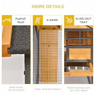 Foto 7 | Caseta Para Conejos Rabbit Hutch Pawhut De 2 Niveles, Resistente A La Intemperie - Venta Internacional.