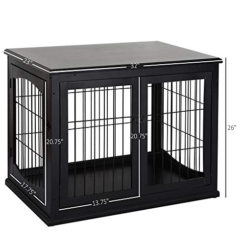 Foto 4 pulgar | Mesa Auxiliar Pawhut Para Perros Pequeños Dog Crate Furniture, Color Negro - Venta Internacional.