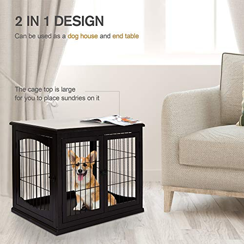 Foto 5 pulgar | Jaula Para Perros Pawhut, Mesa Auxiliar Para Perros Pequeños, Café - Venta Internacional.