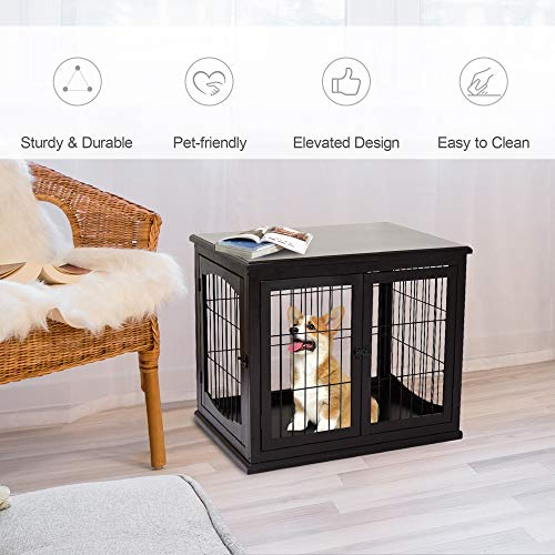 Foto 7 pulgar | Jaula Para Perros Pawhut, Mesa Auxiliar Para Perros Pequeños, Café - Venta Internacional.