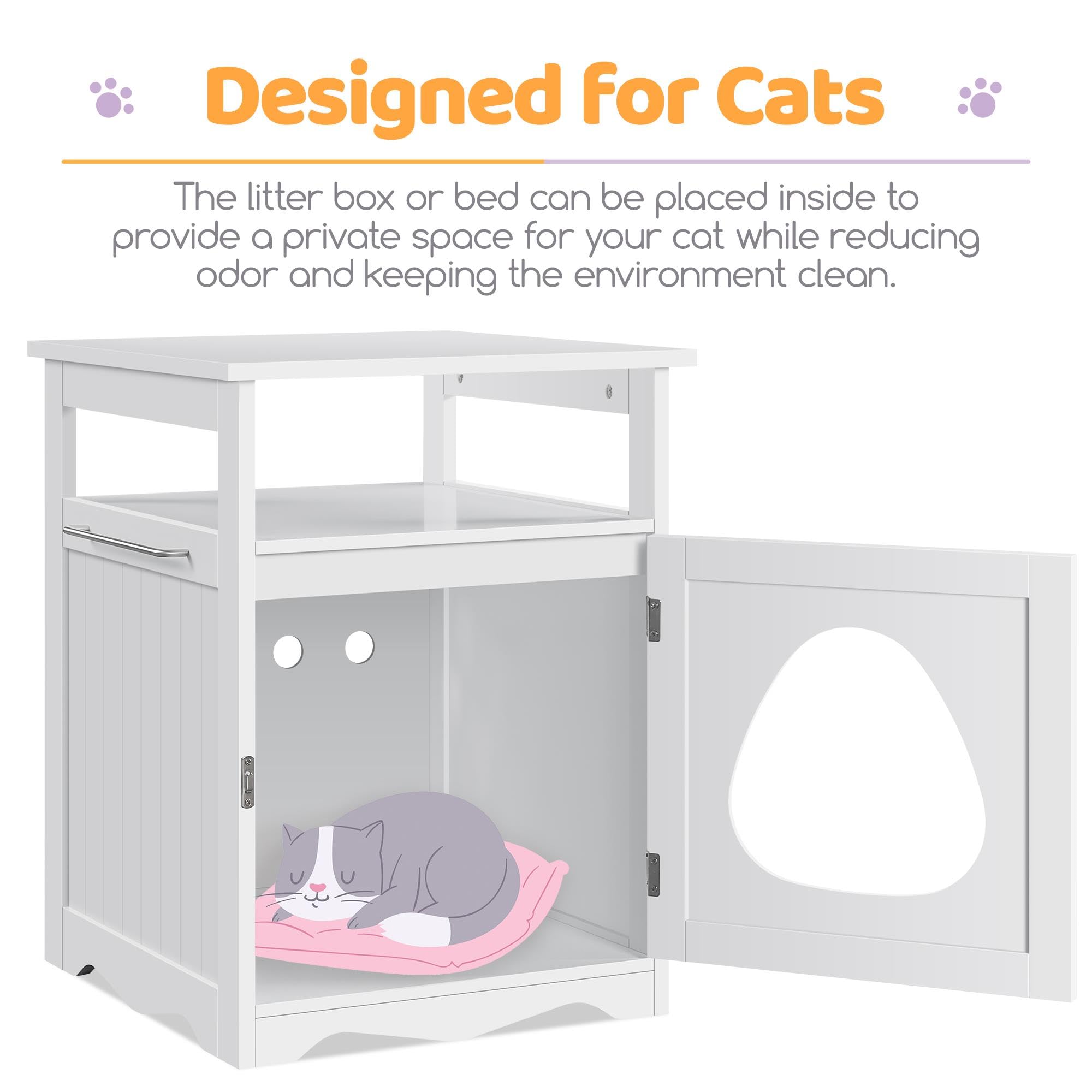 Foto 5 pulgar | Mesa Auxiliar Para Mascotas Yaheetech, Caja De Arena Para Gatos, Color Blanco - Venta Internacional.