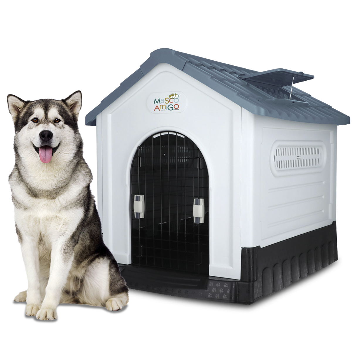 Foto 1 | Casa Para Perro Grande Mascoamigo Color Gris Con Puerta Metálica Medidas 105x88x99 Cm