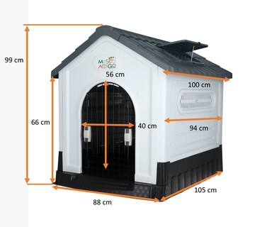 Foto 3 | Casa Para Perro Grande Mascoamigo Color Gris Con Puerta Metálica Medidas 105x88x99 Cm