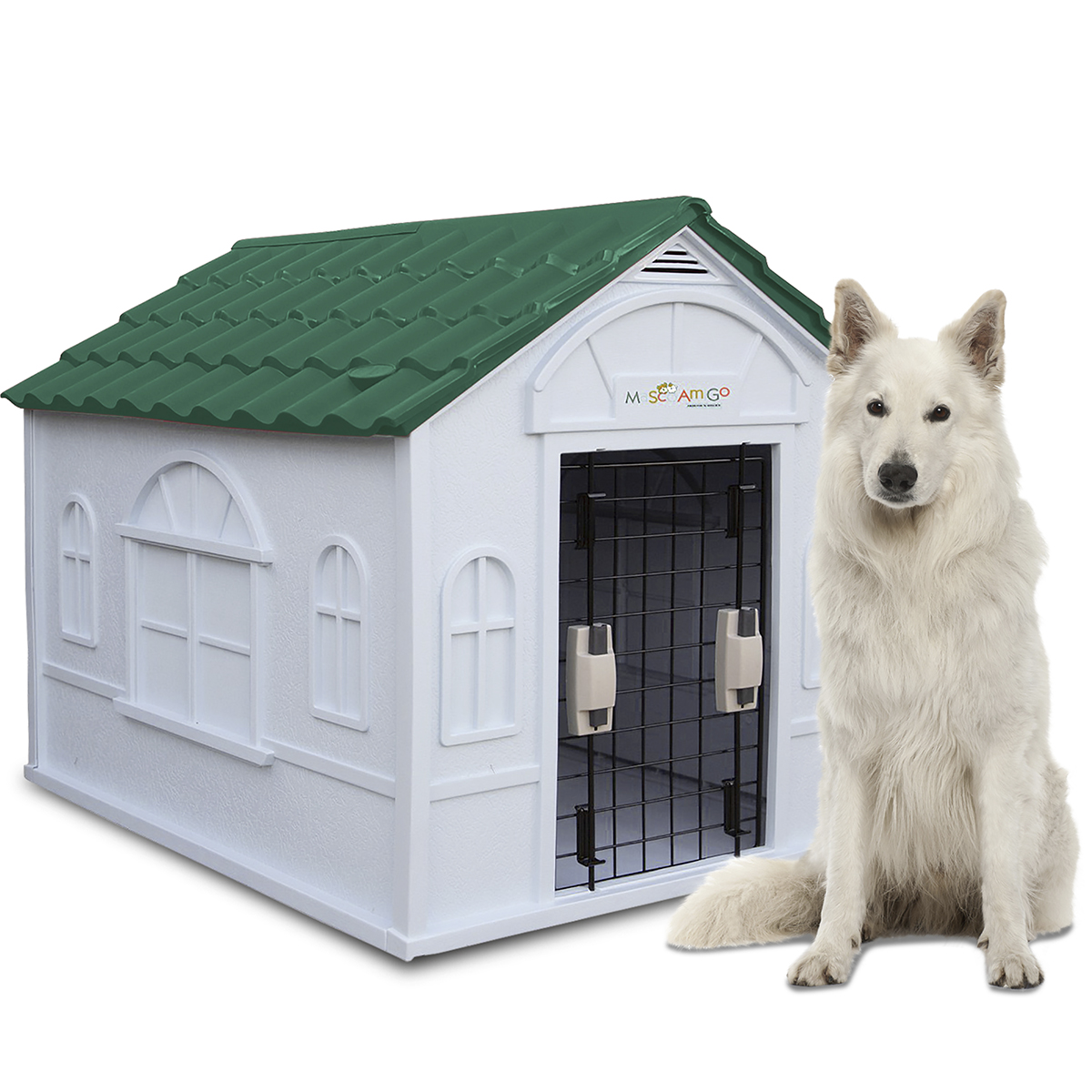 Foto 2 pulgar | Casa Para Perro Grande Mascoamigo Color Verde Con Puerta Metálica Medidas 98.2x84.2x82 Cm