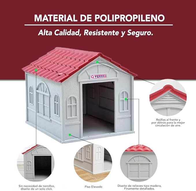 Foto 5 pulgar | Casa para Perro Q Perron Roja para Raza Chica