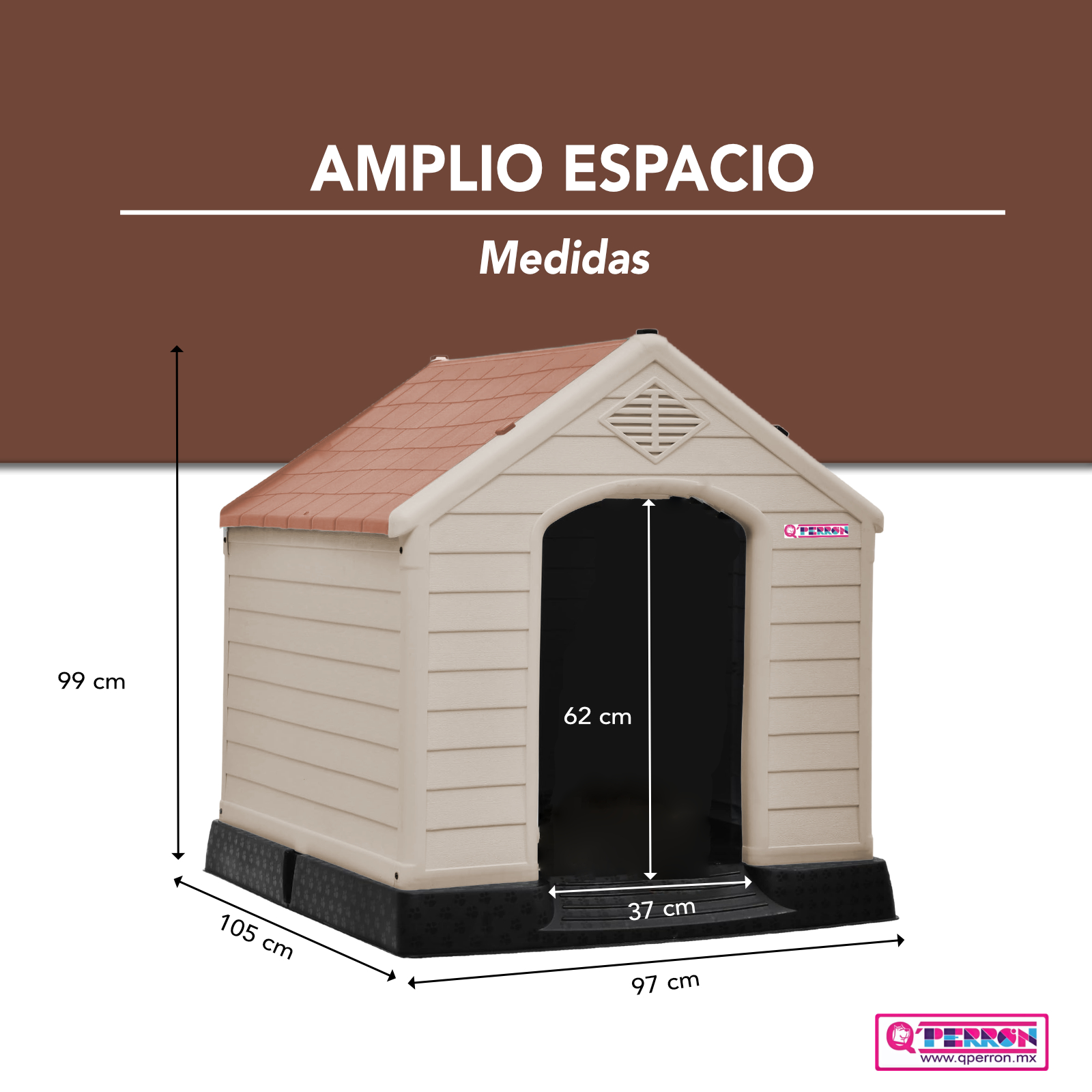 Foto 4 pulgar | Casa Q Perron Para Perro Grande Color Terracota