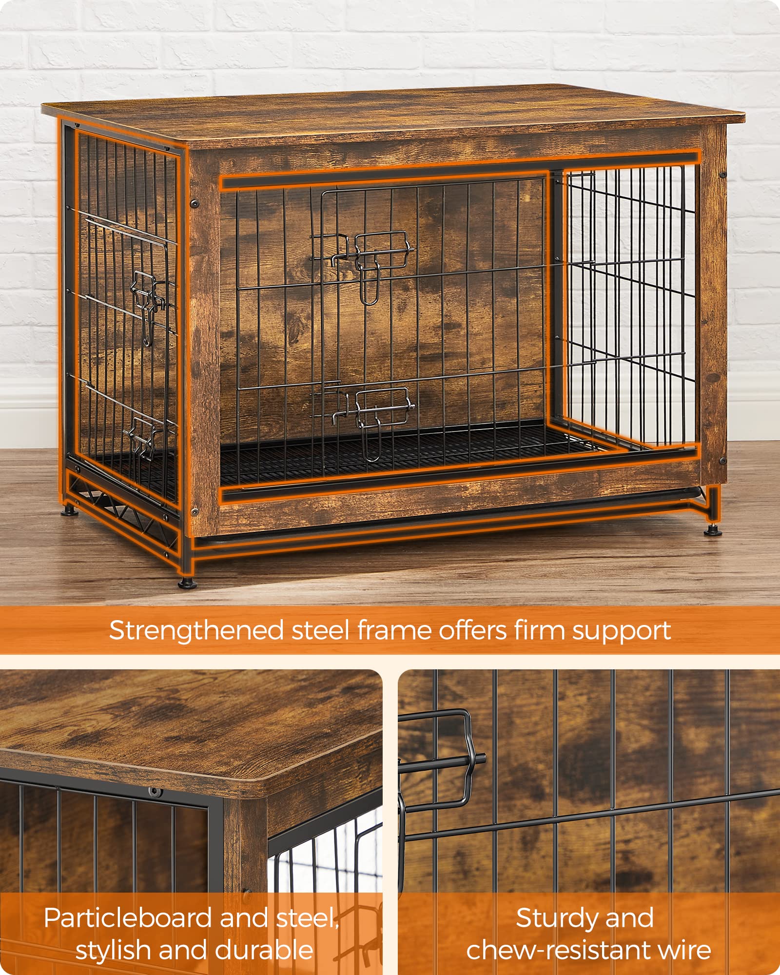 Foto 4 pulgar | Mesa Auxiliar Dog Crate Furniture Feandrea Para Perros, 70 Libras