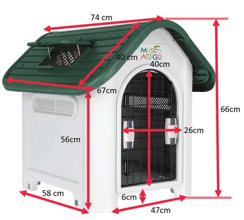 Foto 4 pulgar | Casa para Perros Medianos - Chicos MascoAmigo Verde con Puerta Metálica-Térmica  74x47x66 cm