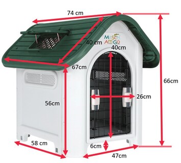 Foto 3 | Casa para Perros Medianos - Chicos MascoAmigo Verde con Puerta Metálica-Térmica 74x47x66 cm