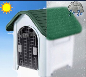 Foto 4 | Casa para Perros Medianos - Chicos MascoAmigo Verde con Puerta Metálica-Térmica 74x47x66 cm