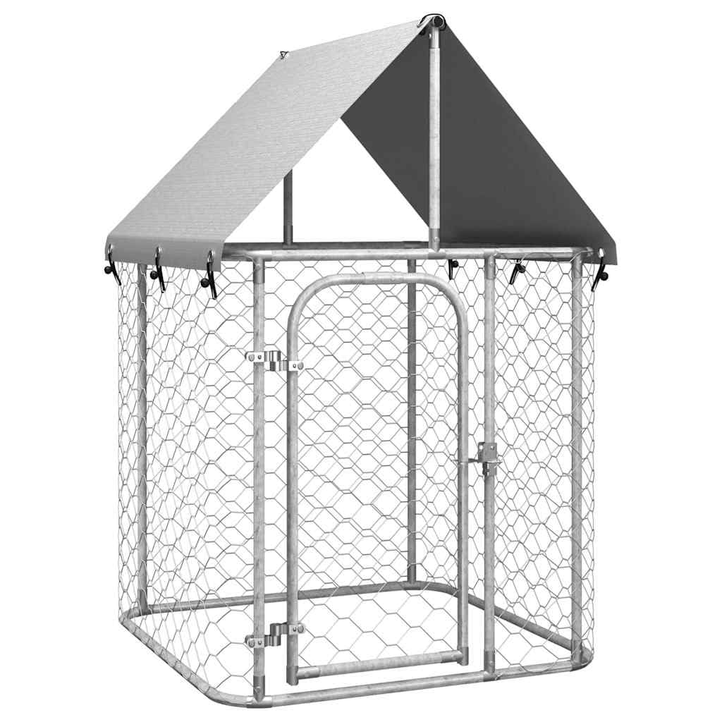 Foto 1 | Caseta Para Perros Al Aire Libre Vidaxl De Acero Galvanizado Plateado Con Techo - Venta Internacional.