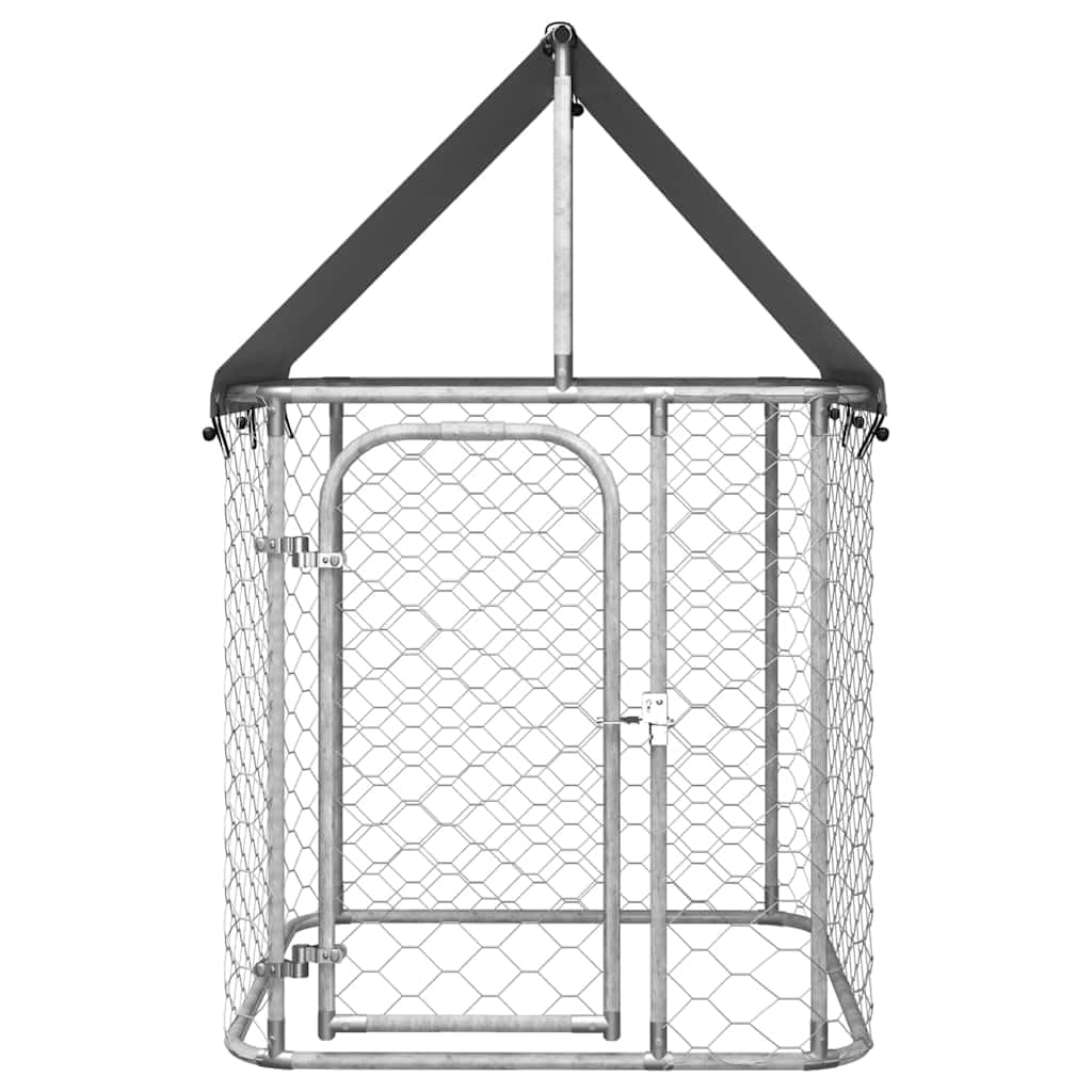Foto 5 pulgar | Caseta Para Perros Al Aire Libre Vidaxl De Acero Galvanizado Plateado Con Techo - Venta Internacional.