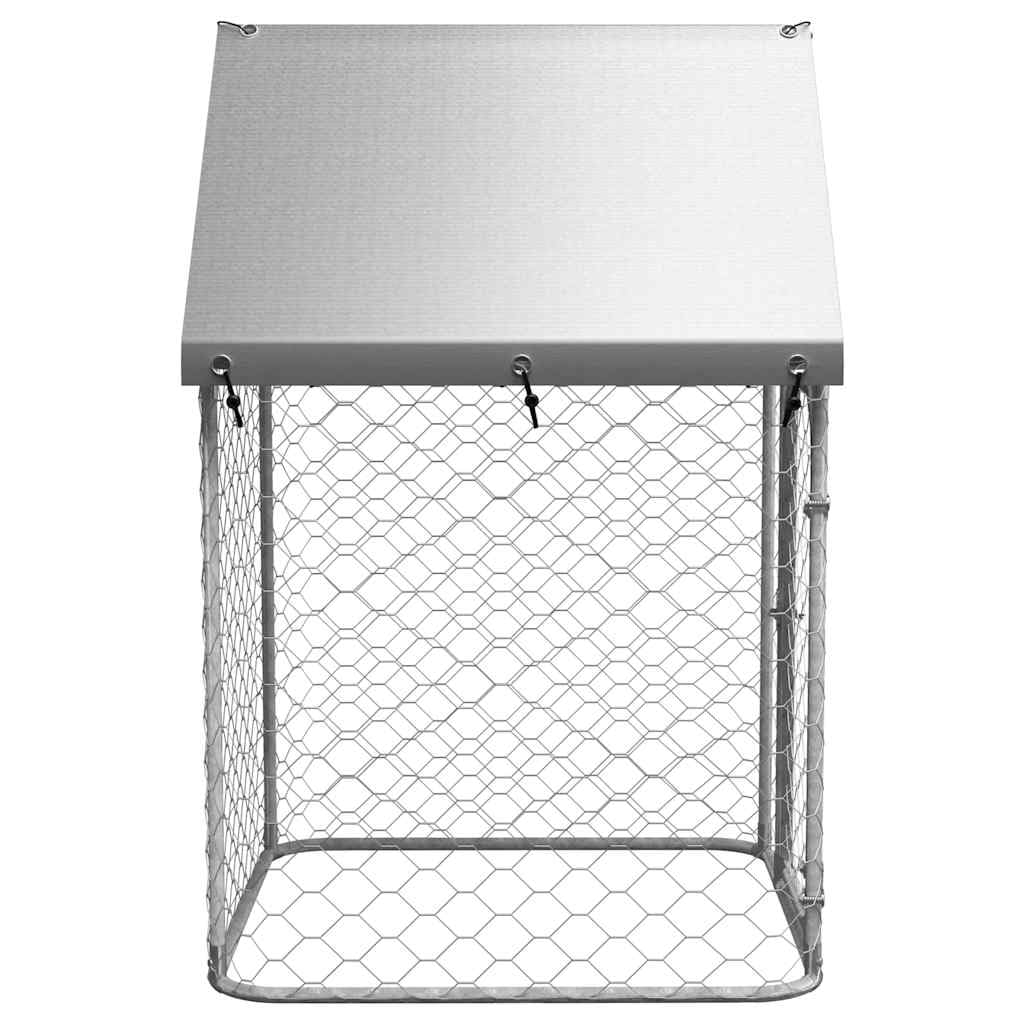 Foto 6 pulgar | Caseta Para Perros Al Aire Libre Vidaxl De Acero Galvanizado Plateado Con Techo - Venta Internacional.