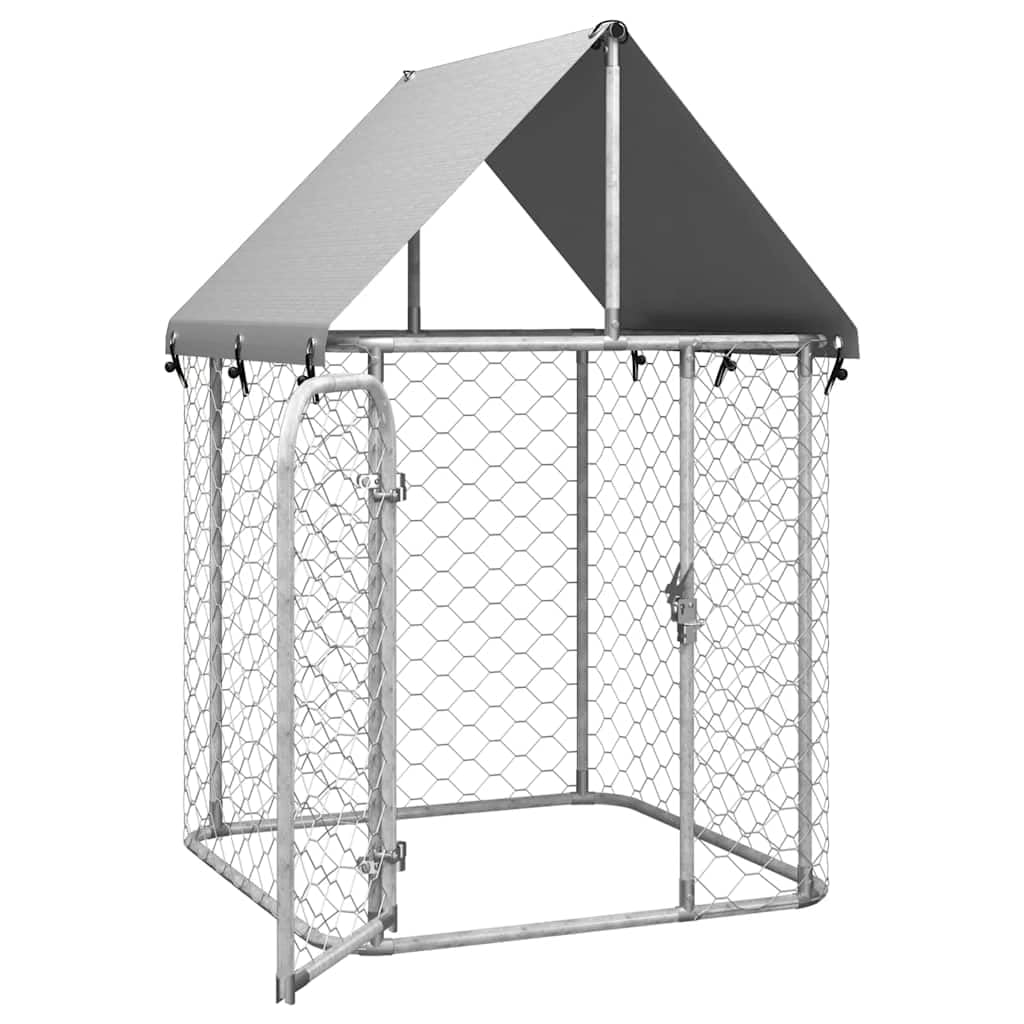 Foto 7 pulgar | Caseta Para Perros Al Aire Libre Vidaxl De Acero Galvanizado Plateado Con Techo - Venta Internacional.