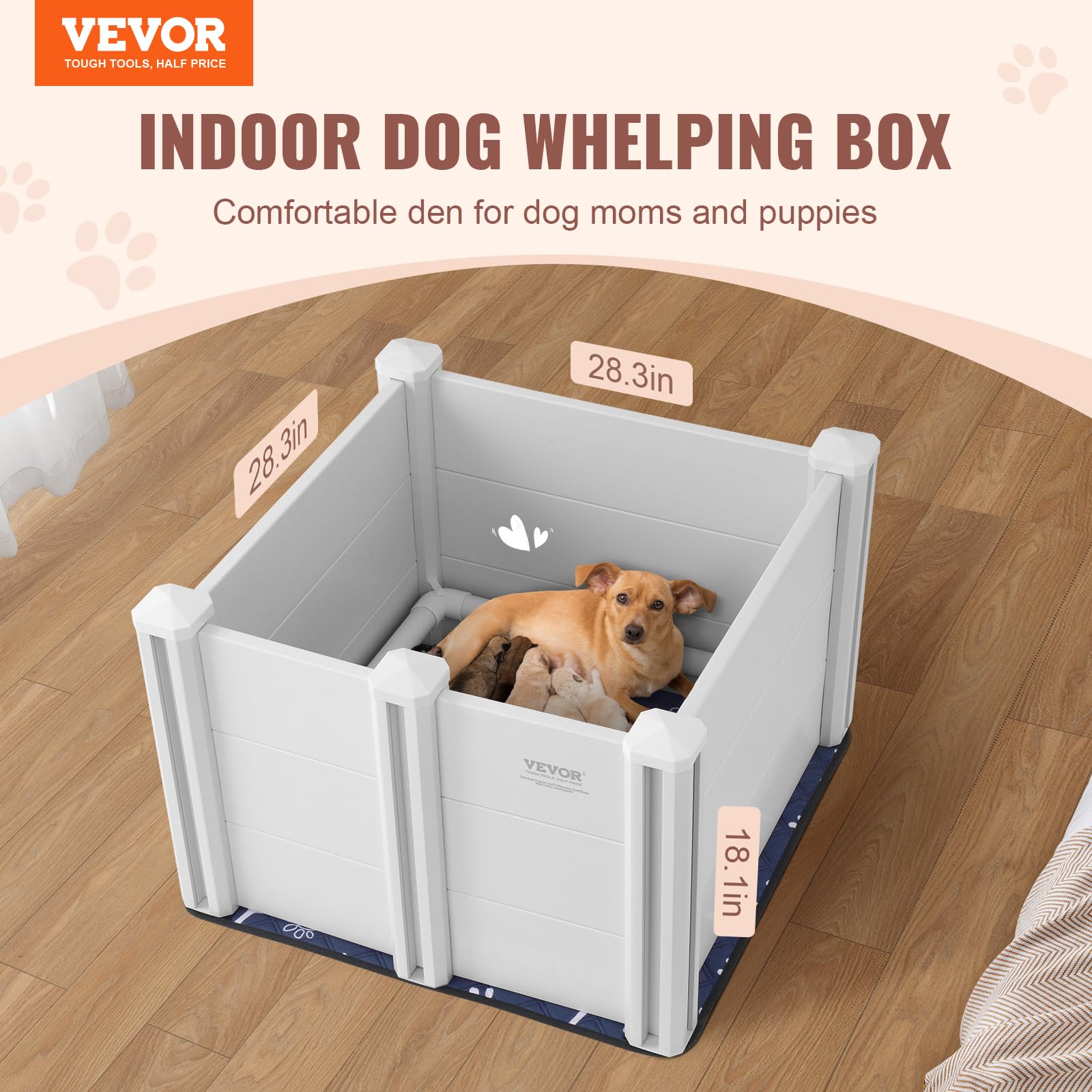 Foto 3 pulgar | Whelping Box Vevor Para Perros, Corrales Para Cachorros, Color Blanco - Venta Internacional.