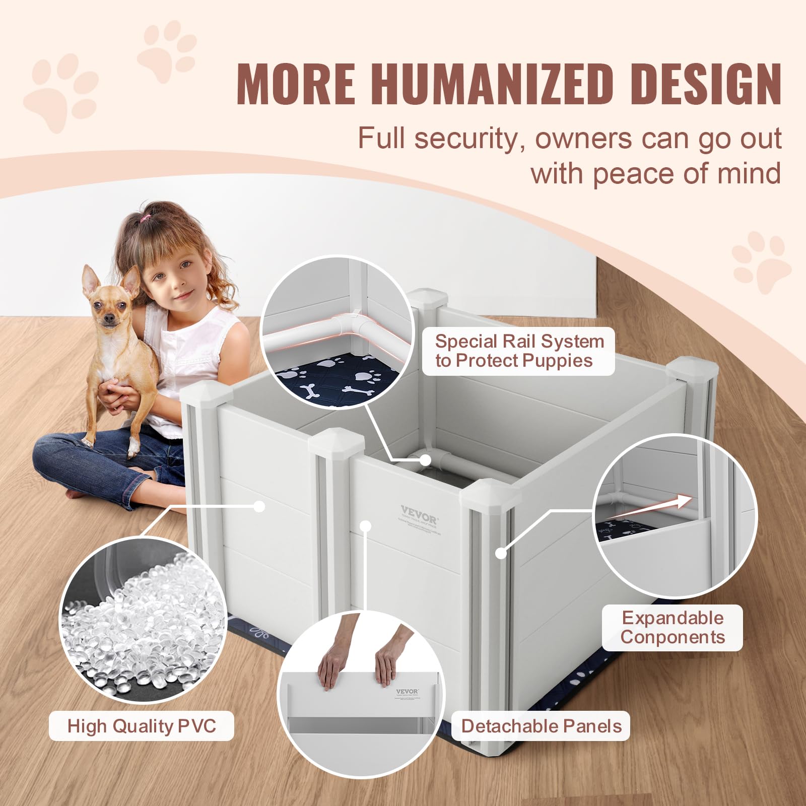Foto 5 | Whelping Box Vevor Para Perros, Corrales Para Cachorros, Color Blanco - Venta Internacional.