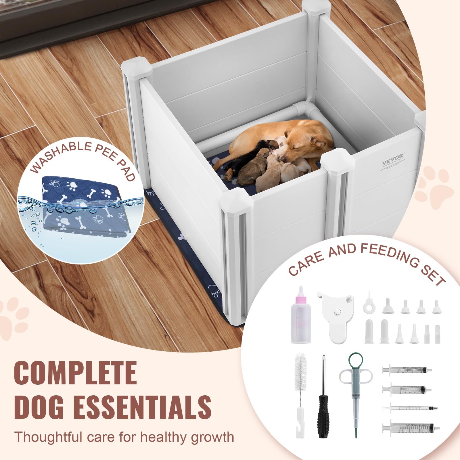 Foto 6 | Whelping Box Vevor Para Perros, Corrales Para Cachorros, Color Blanco - Venta Internacional.