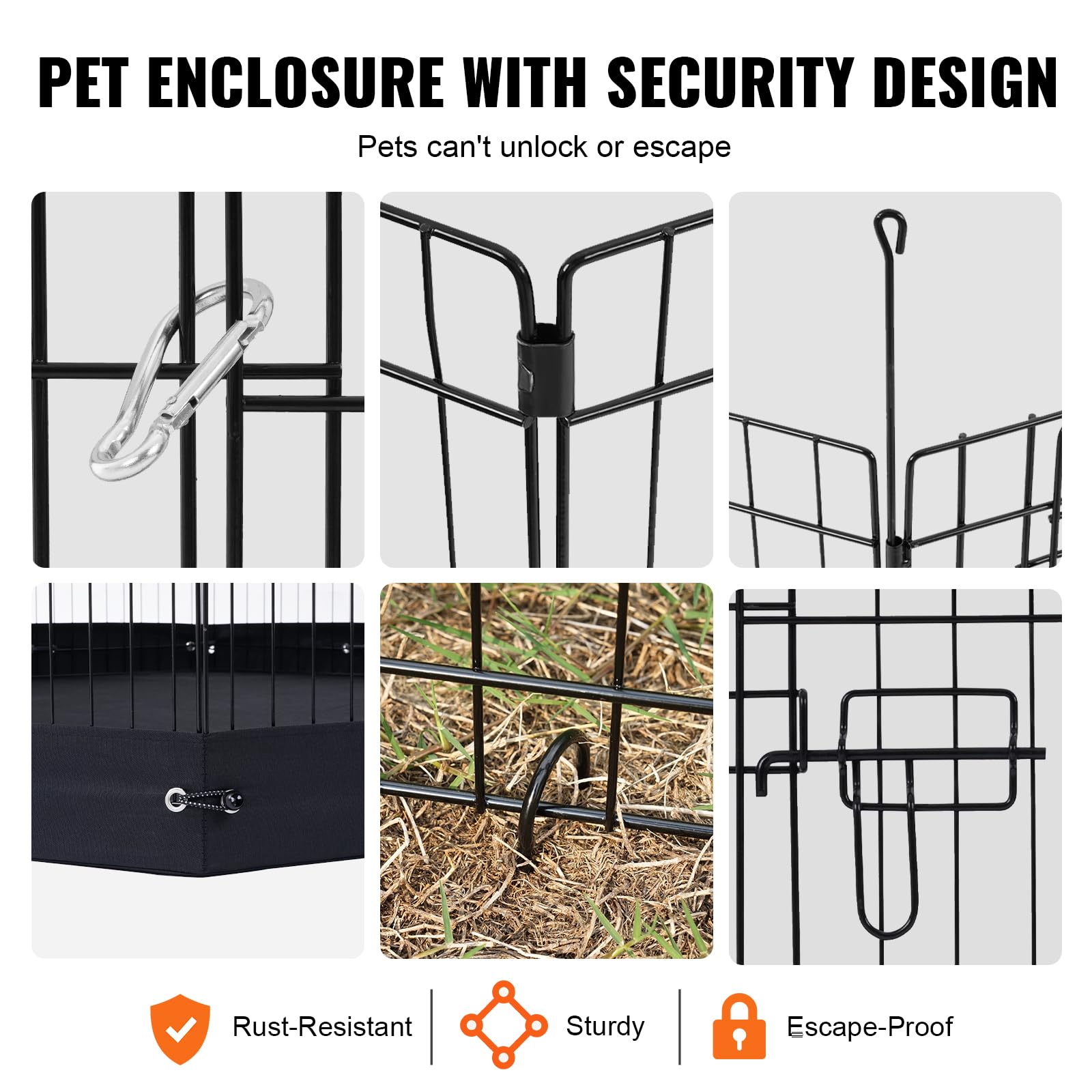 Foto 6 pulgar | Parque Infantil Para Perros Vevor, 4 Paneles, 60 X 90 Cm, Metal Para Interiores Y Exteriores - Venta Internacional.