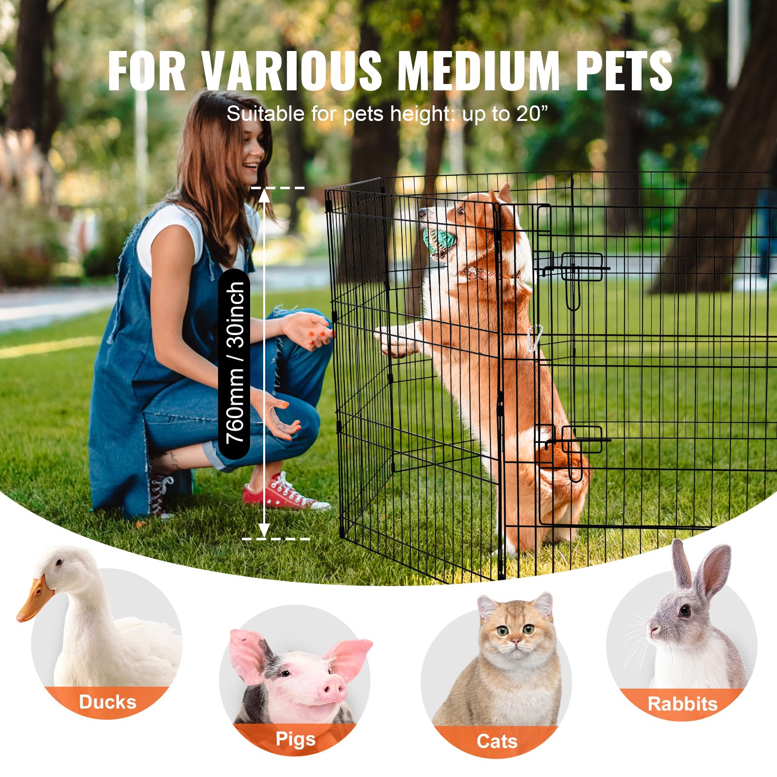 Foto 3 | Parque Infantil Para Perros Vevor, 8 Paneles, 76 X 61 Cm, Metal Para Interiores Y Exteriores - Venta Internacional.