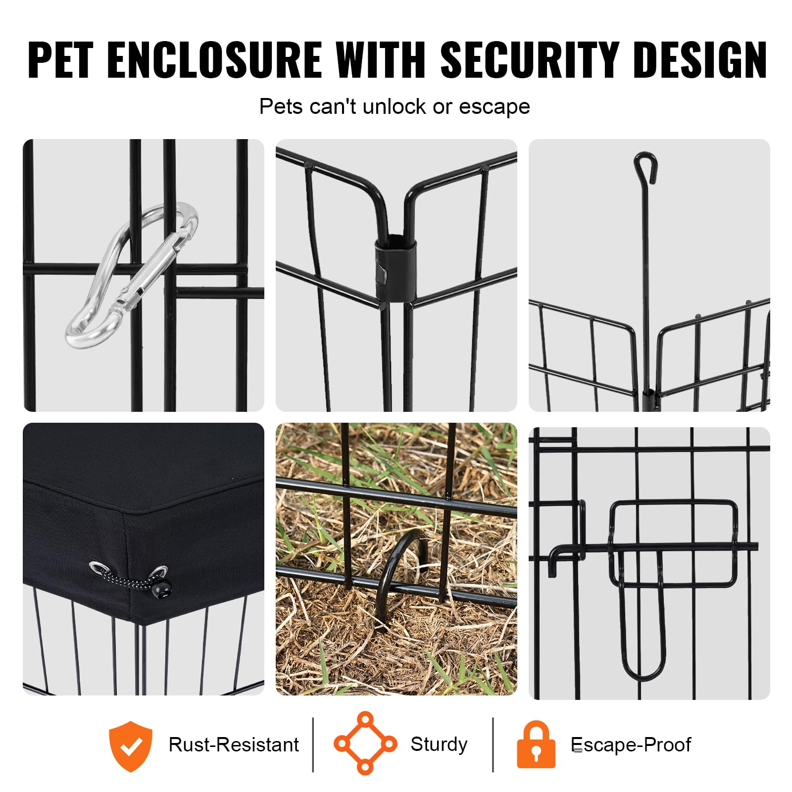 Foto 6 pulgar | Parque Infantil Para Perros Vevor, 8 Paneles, 76 X 61 Cm, Metal Para Interiores Y Exteriores - Venta Internacional.