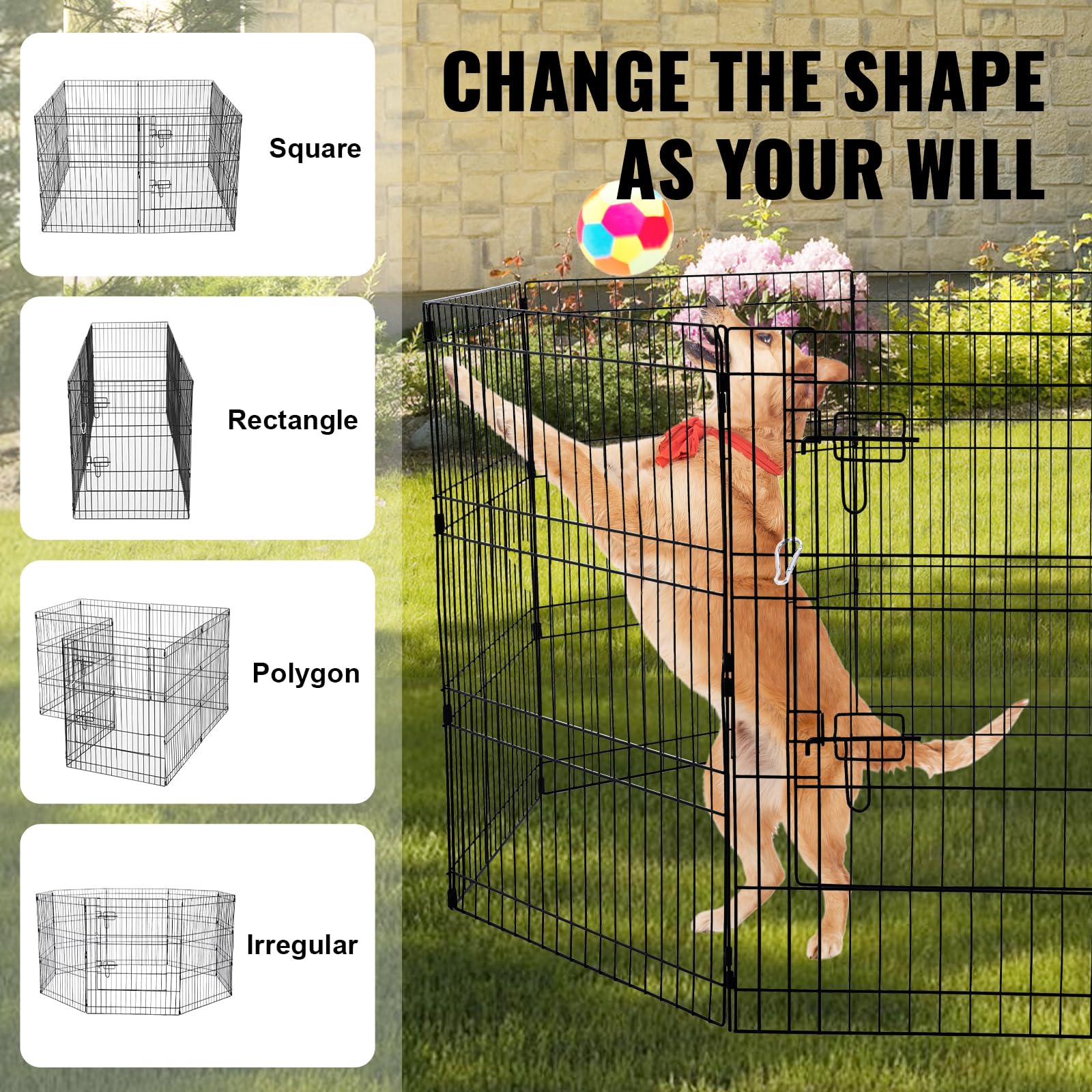Foto 6 | Parque Infantil Para Perros Vevor, 8 Paneles, 76 X 61 Cm, Metal Para Interiores Y Exteriores - Venta Internacional.