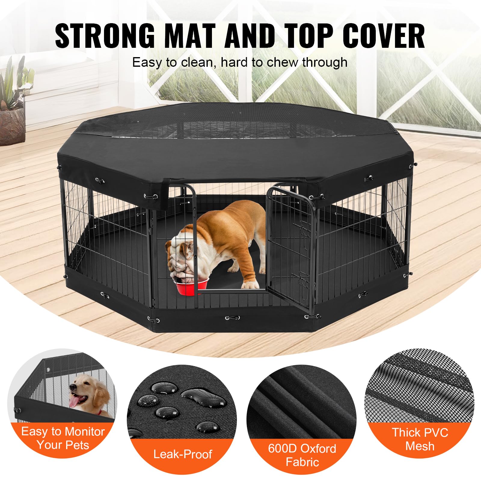 Foto 4 | Parque Infantil Plegable Para Perros Vevor, 8 Paneles De Metal, 60 X 60 Cm, Con Accesorios - Venta Internacional.