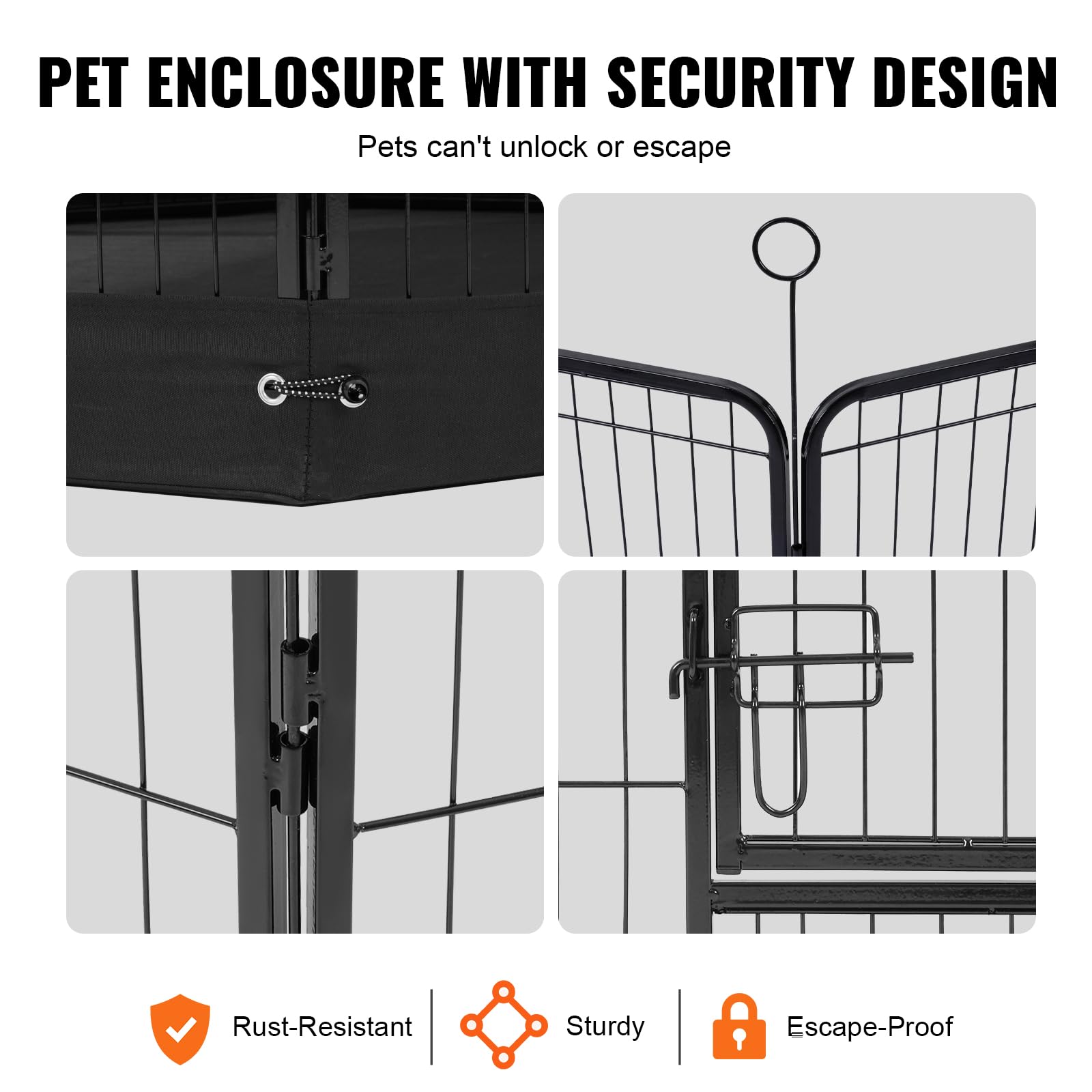 Foto 5 | Parque Infantil Plegable Para Perros Vevor, 8 Paneles De Metal, 60 X 60 Cm, Con Accesorios - Venta Internacional.
