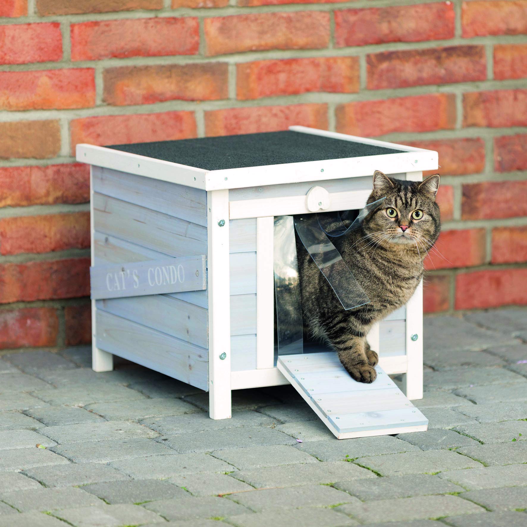 Foto 2 | Caseta Para Gatos Trixie Para Exteriores, Resistente A La Intemperie, Con Suelo Elevado, Gris - Venta Internacional.