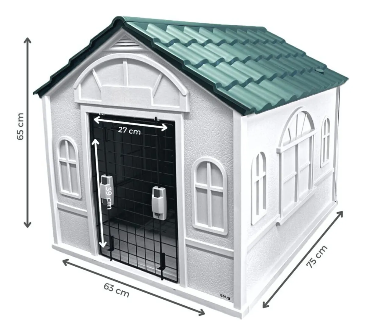 Foto 3 pulgar | Casa Belug Mascotas Con Puerta 75x63x65 Termica Teja Verde-blanco