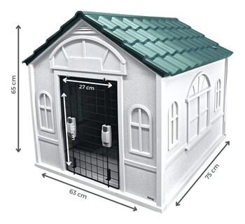 Foto 2 | Casa Belug Mascotas Con Puerta 75x63x65 Termica Teja Verde-blanco